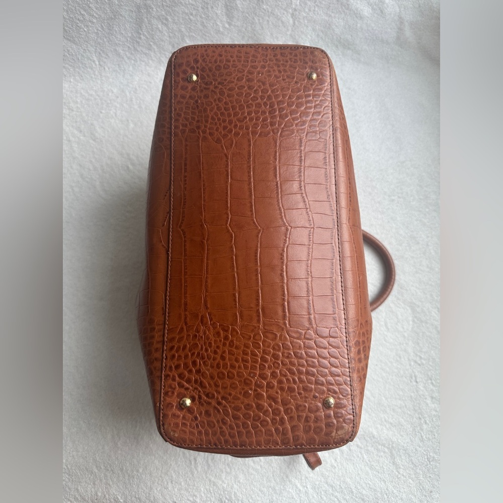 Lauren Ralph Lauren Brown Croc-Embossed Satchel - Picture 7 of 13
